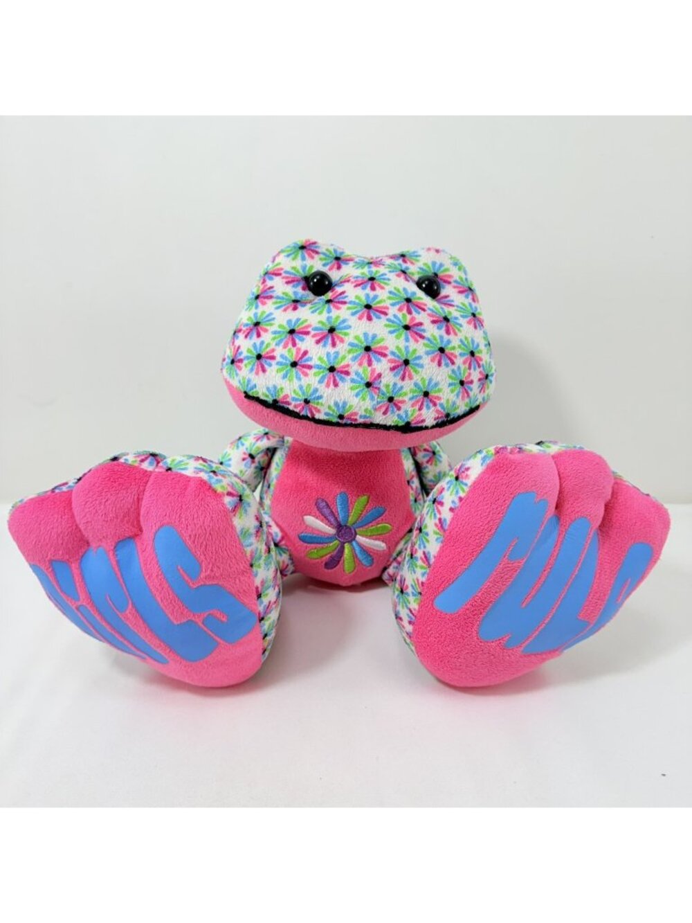 Big Foot Plush Frog Daisy Toy Girls Rule Women Text Message Pink Feet Flowers